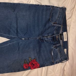 PACSUN Jeans with Embroidered Rose